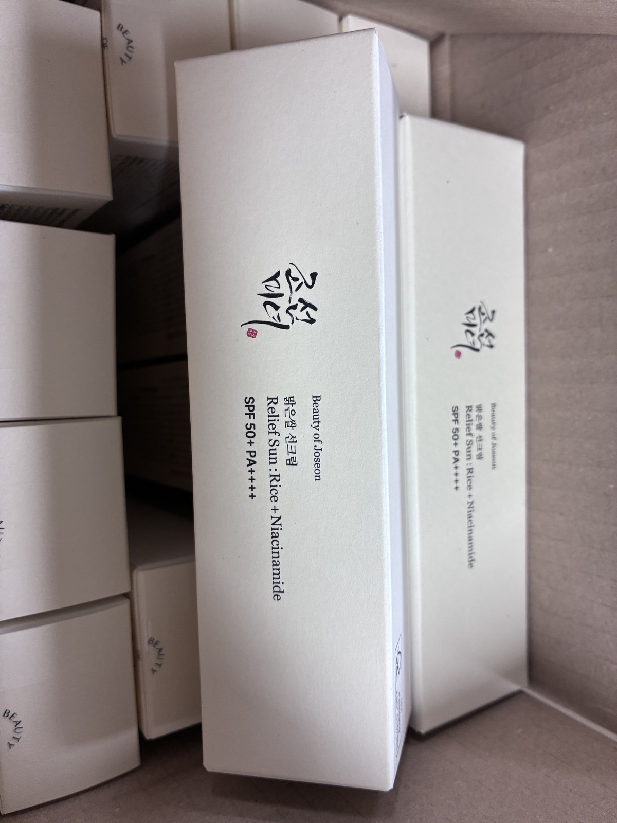 Korean sunscreen carton showing the SPF 50+ PA++++ rating used under Korean functional cosmetics rules