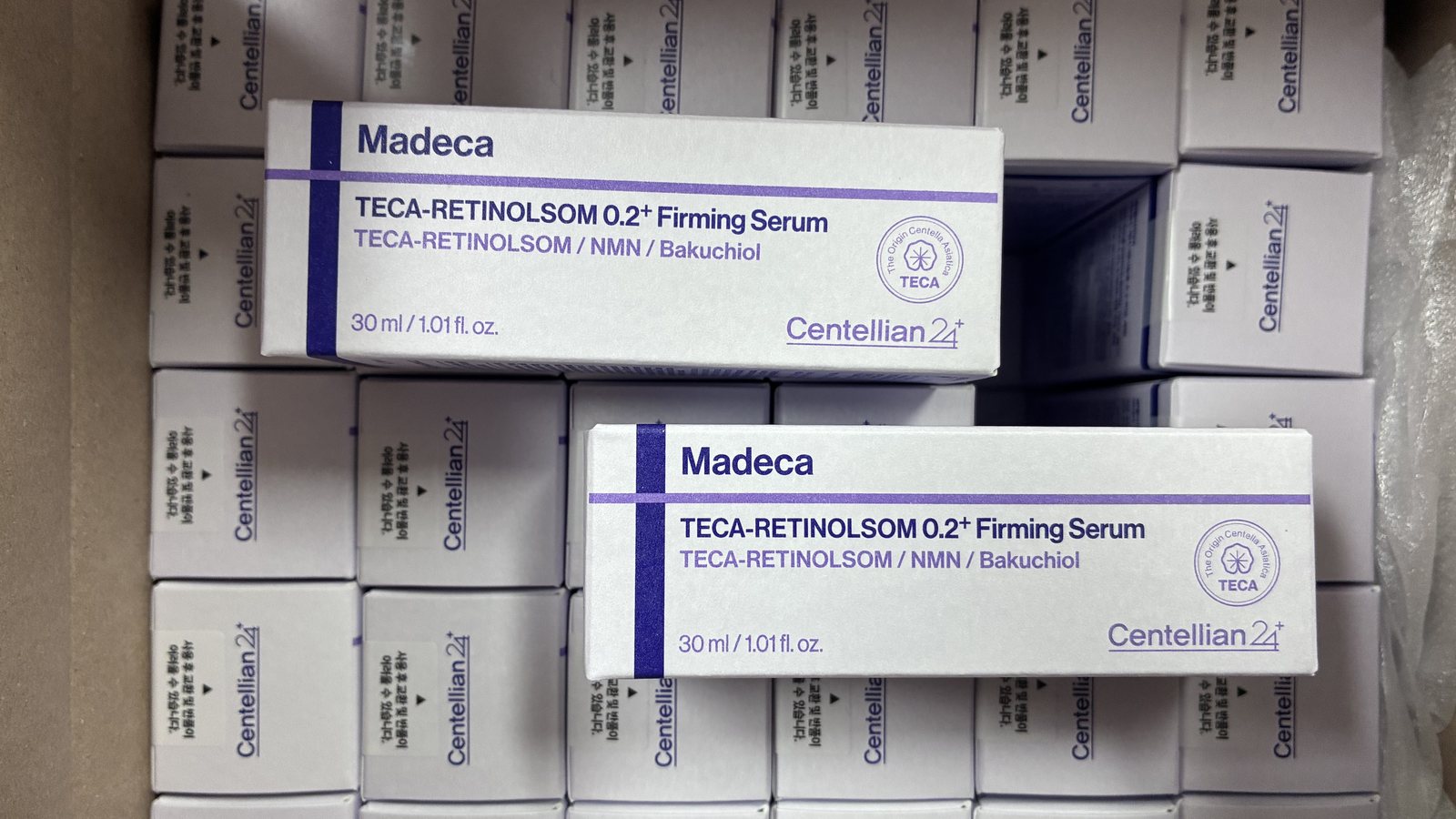 Master carton of Centellian24 TECA-Retinolsom Firming Serum unit boxes