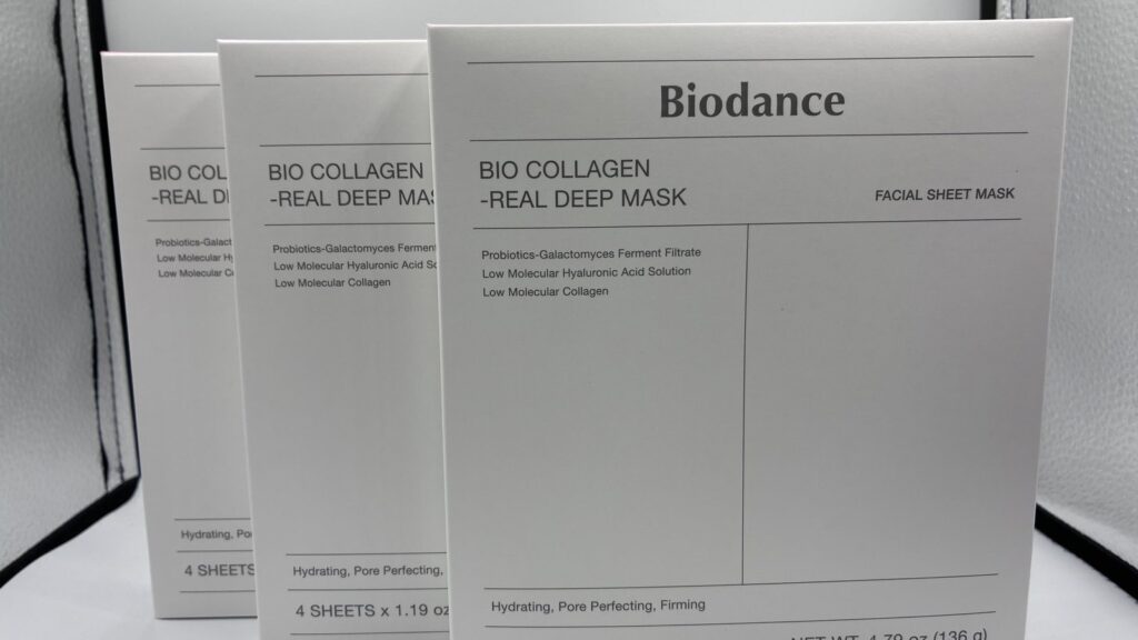 Three boxes of Biodance Bio Collagen Real Deep Mask, four sheets each